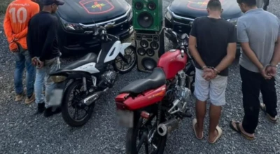 Suspeitos presos pela equipe do CPE, motos recuperadas.
