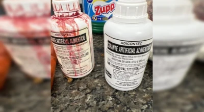 Foto dos corantes usados para colorir as carnes usadas no espetinho.