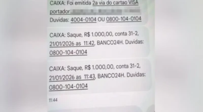 Mensagens recebidas no celular da vítima.