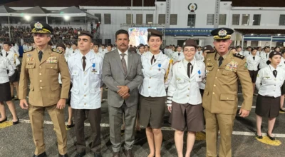 Foto do Coronel Adailton e reunião no colégio militar.