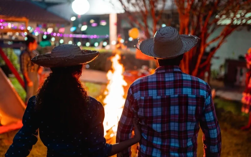 Casal em festa junina.